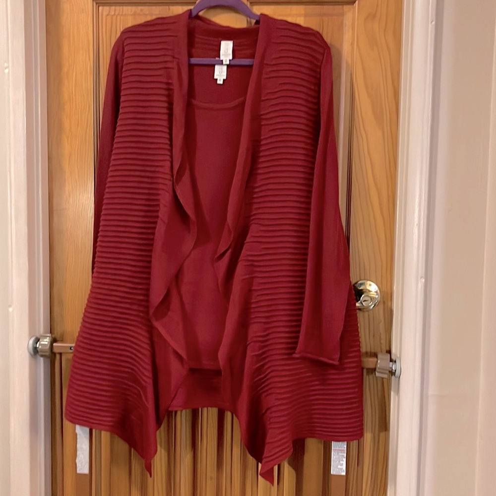 Jones New York red sweater set long sweater and sleeveless shell